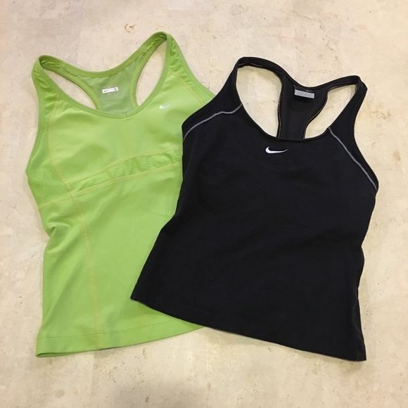 Nike Tops - 2 Nike Workout Tank Tops Black & Green Size S